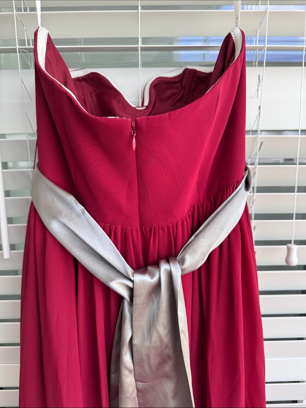 Azazie Raspberry Strapless Formal Gown - Picture 10 of 11